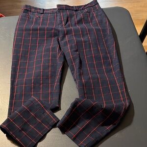 Super cute. Banana Republic blue/red plaid ankle length pants. Size 8